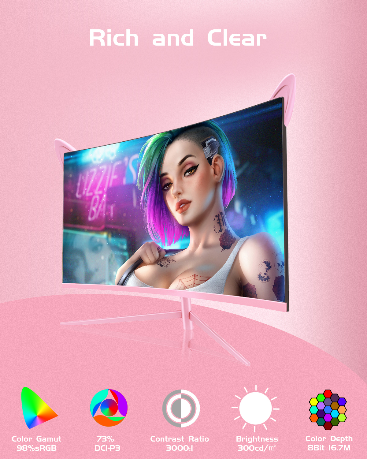 27inch Curved Pink Monitor QHD - Pc Gaming Test reseña y precio