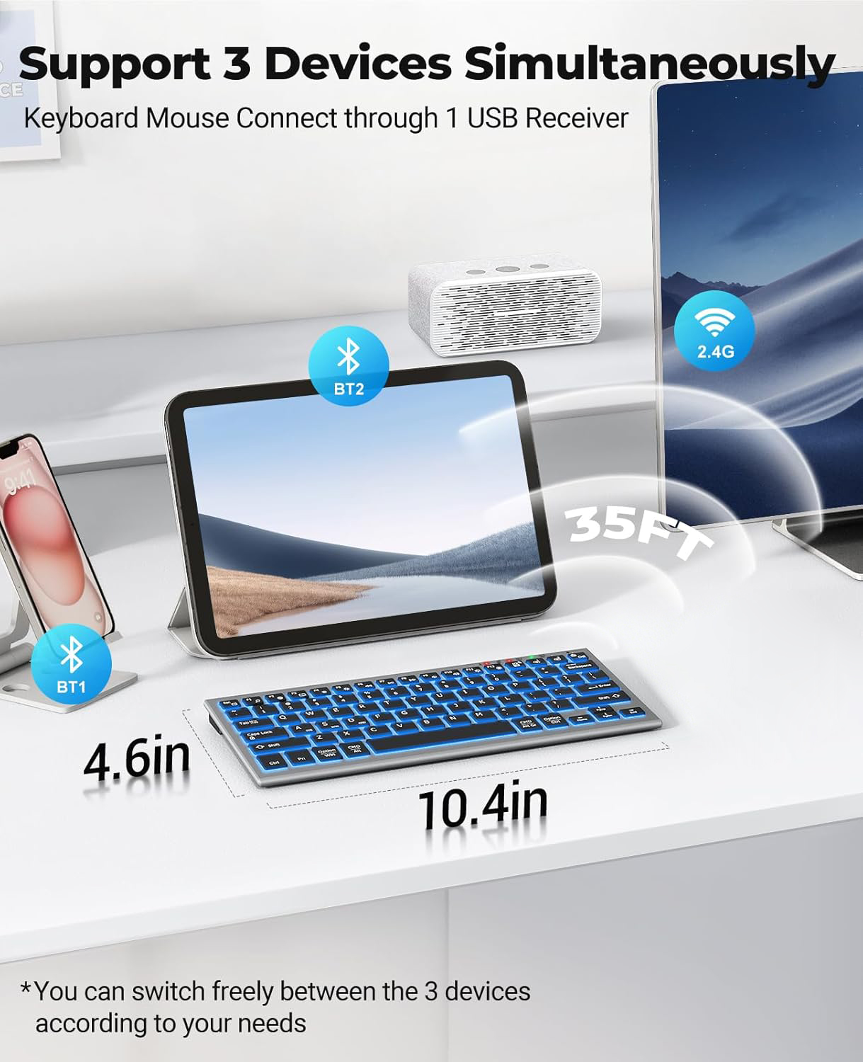 JOMAA Bluetooth Wireless Keybo - Pc Gaming Windows 7 reseña y precio