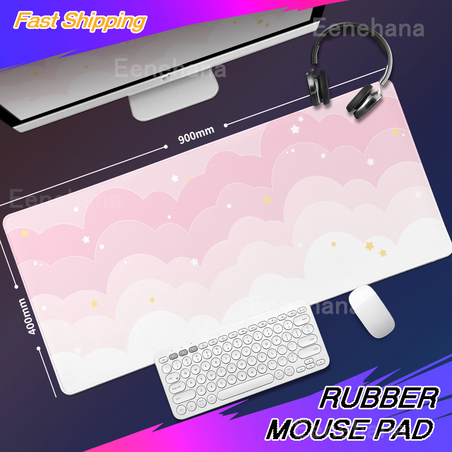 Light Blue Pink Clouds Desk Ma - Pc Gaming Cloud reseña y precio