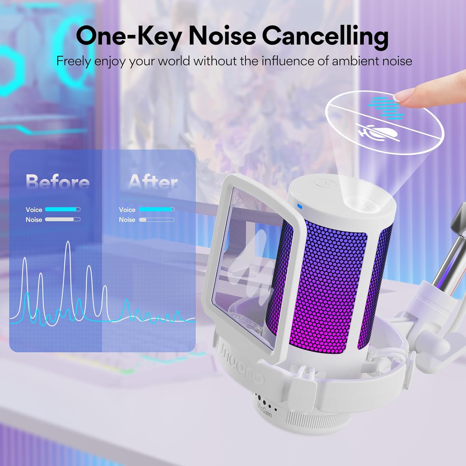 USB Gaming Microphone With Noi - Pc Gaming Discord reseña y precio